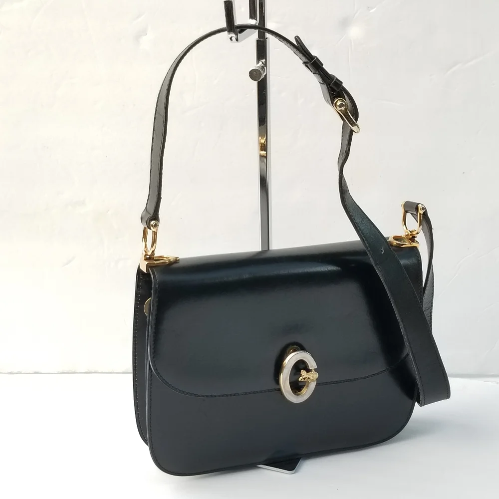 Vintage CÉLINE Paris Horse Carriage Caleche box calf shoulder crossbody bag - Picture 11 of 16